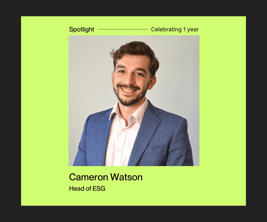 Portrait of Cameron Watson, Head of ESG, celebrating 1 year at City & Essex.