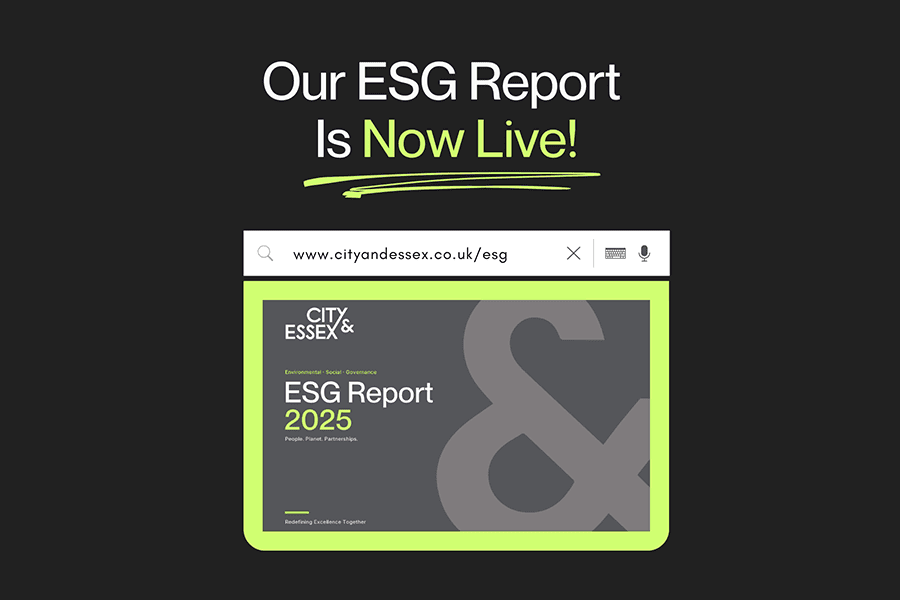 City & Essex ESG report 2025 launch announcement image.